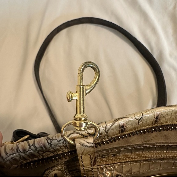 BRAHMIN Chic Brown Cream and Red Crocodile Crossbody - Picture 11 of 11